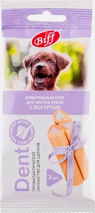 Лакомство для щенков мелких и средних пород с йогуртом Biff Dent 40г