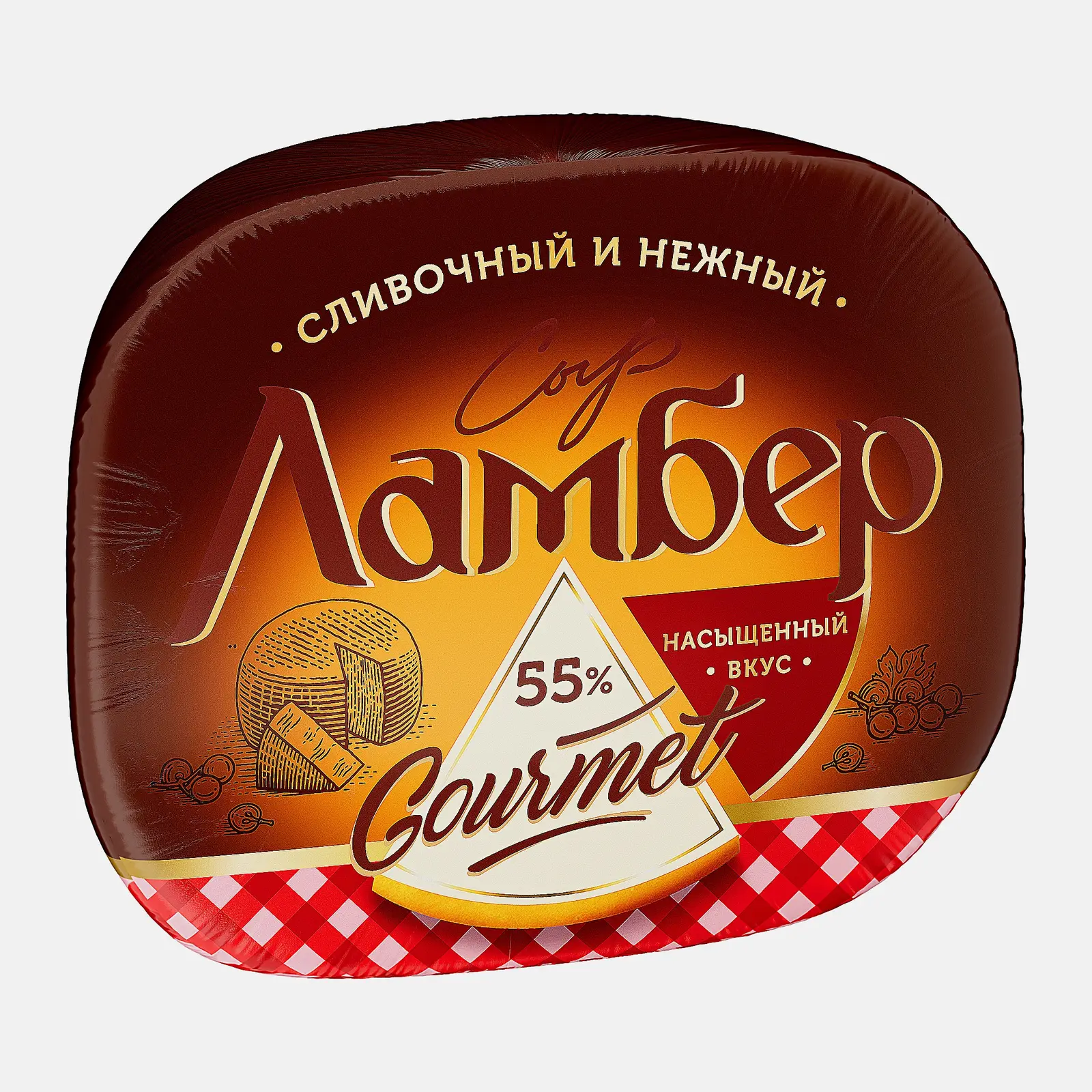 Изображение товара Сыр Гурмэ 55% от Ламбер - полутвердый сыр, 0.30 кг