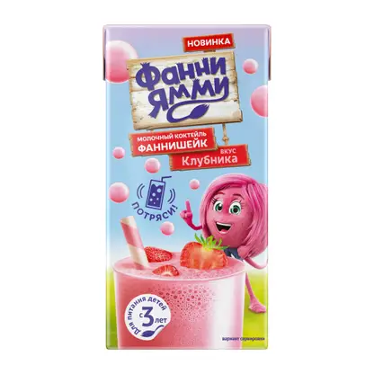 Изображение товара Молочный клубничный коктейль Фаннишейк Фанни Ямми 170мл