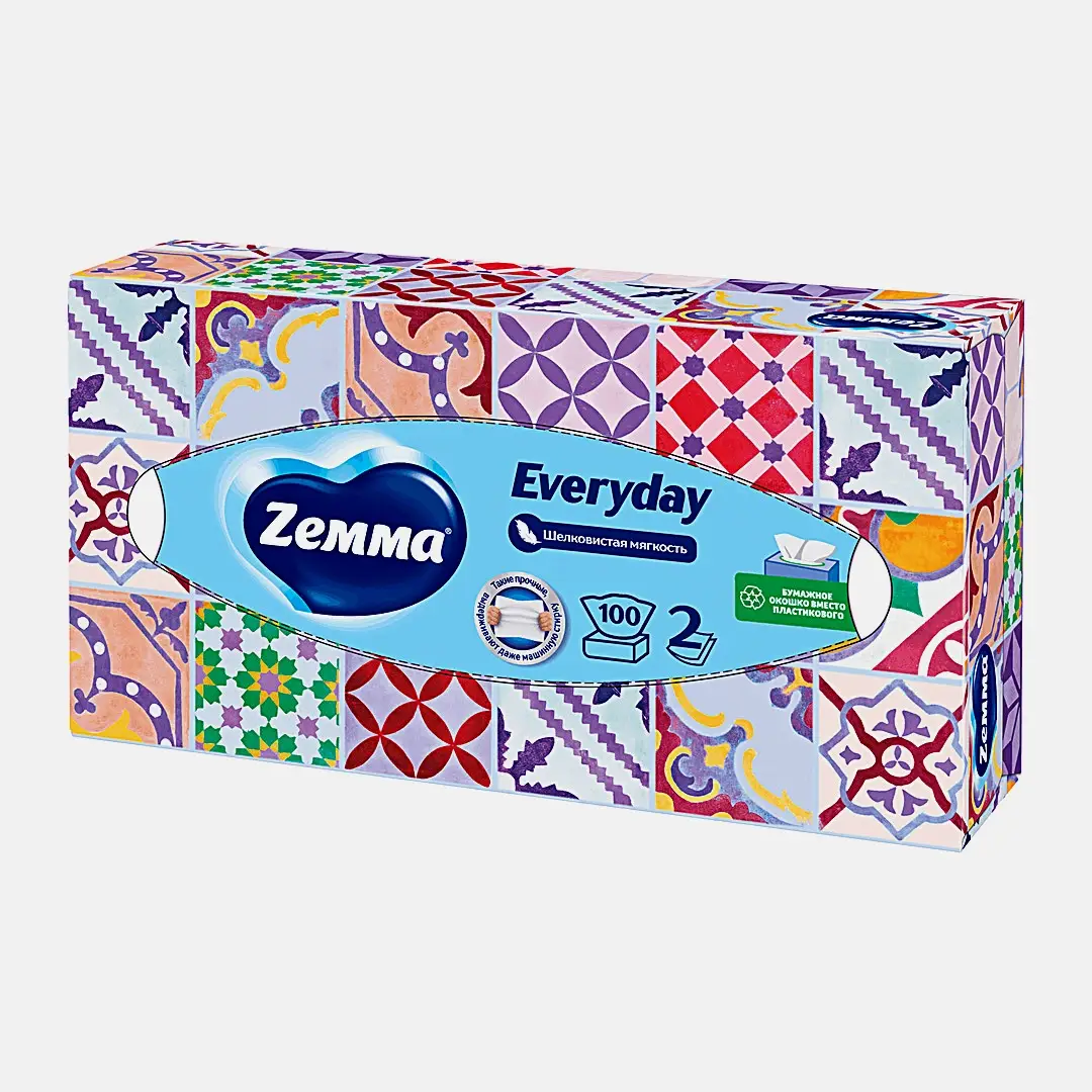 Салфетки бумажные Zemma Everyday 2 слоя 100шт в ассортименте - фото 6