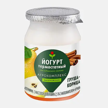 Йогурт термостатный со вкусом груши и корицы Агрокомплекс 2.5% 150г
