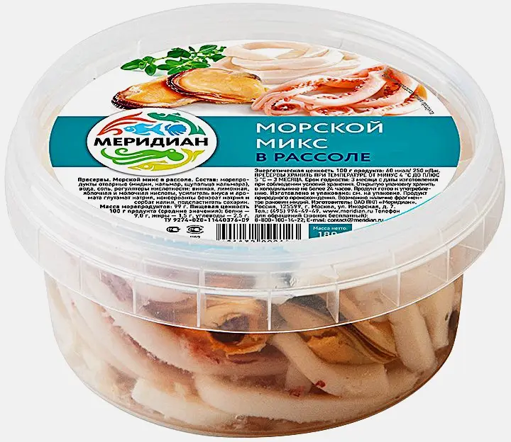 Морской коктейль Меридиан в рассоле 180г