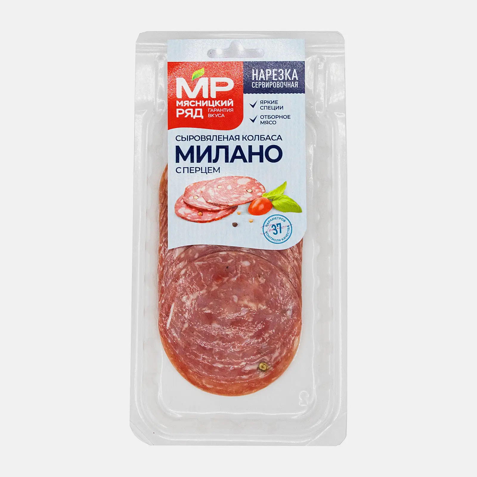 Изображение товара Колбаса Мясницкий ряд Милано сыровяленая полусухая нарезка 90г