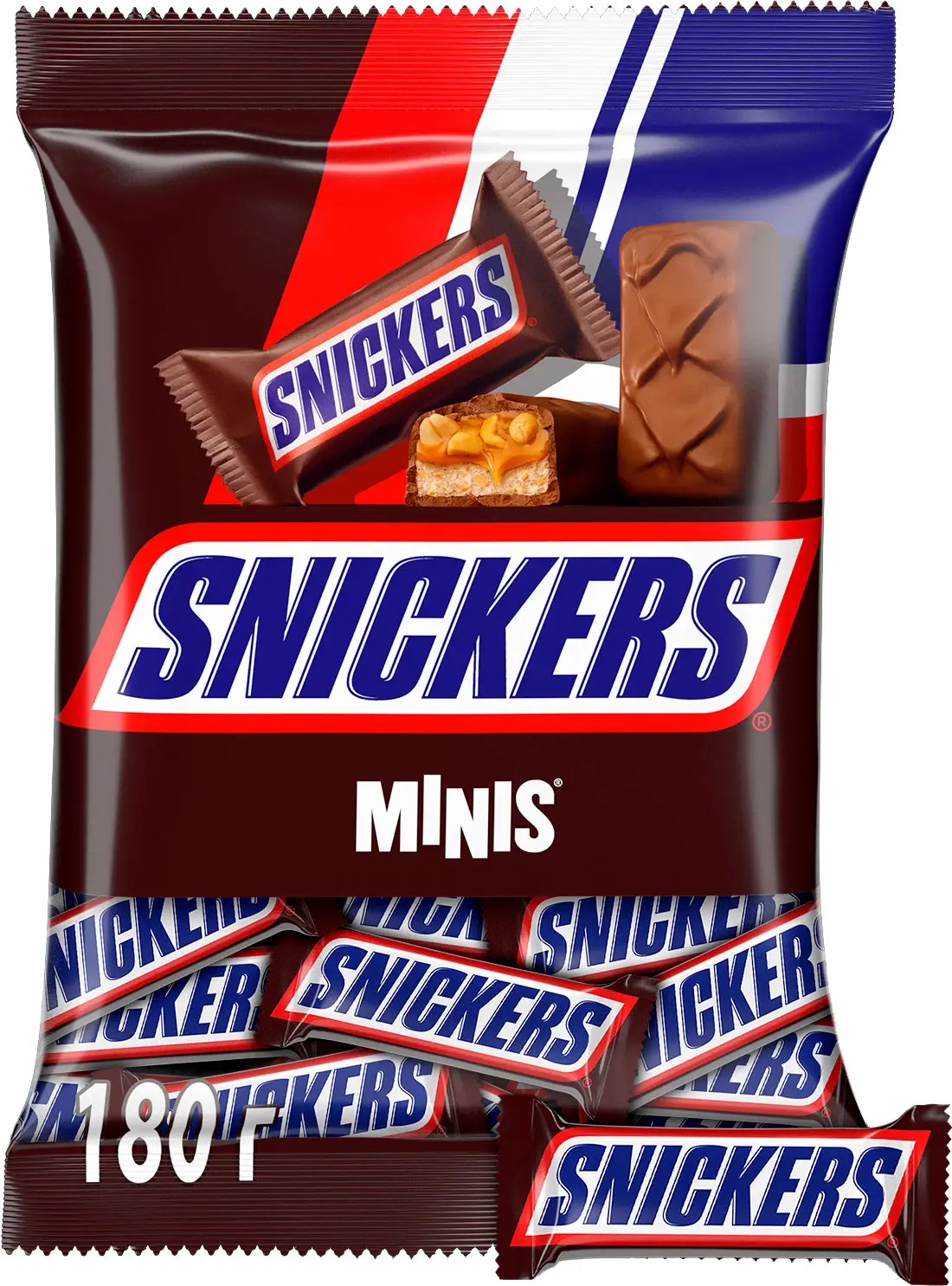 Конфеты Snickers Minis шоколадные с карамелью арахисом и нугой 180г - Магнит -Продукты