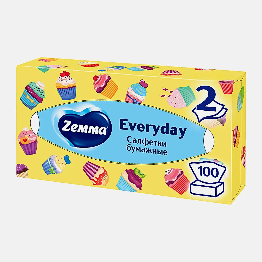 Салфетки бумажные Zemma Everyday 2 слоя 100шт в ассортименте - фото 3