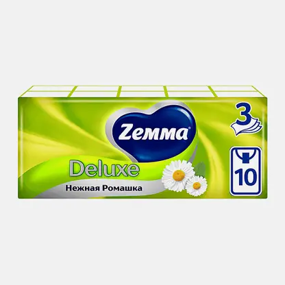 Носовые платочки Ромашка Deluxe Zemma 3 слоя 10шт*10шт