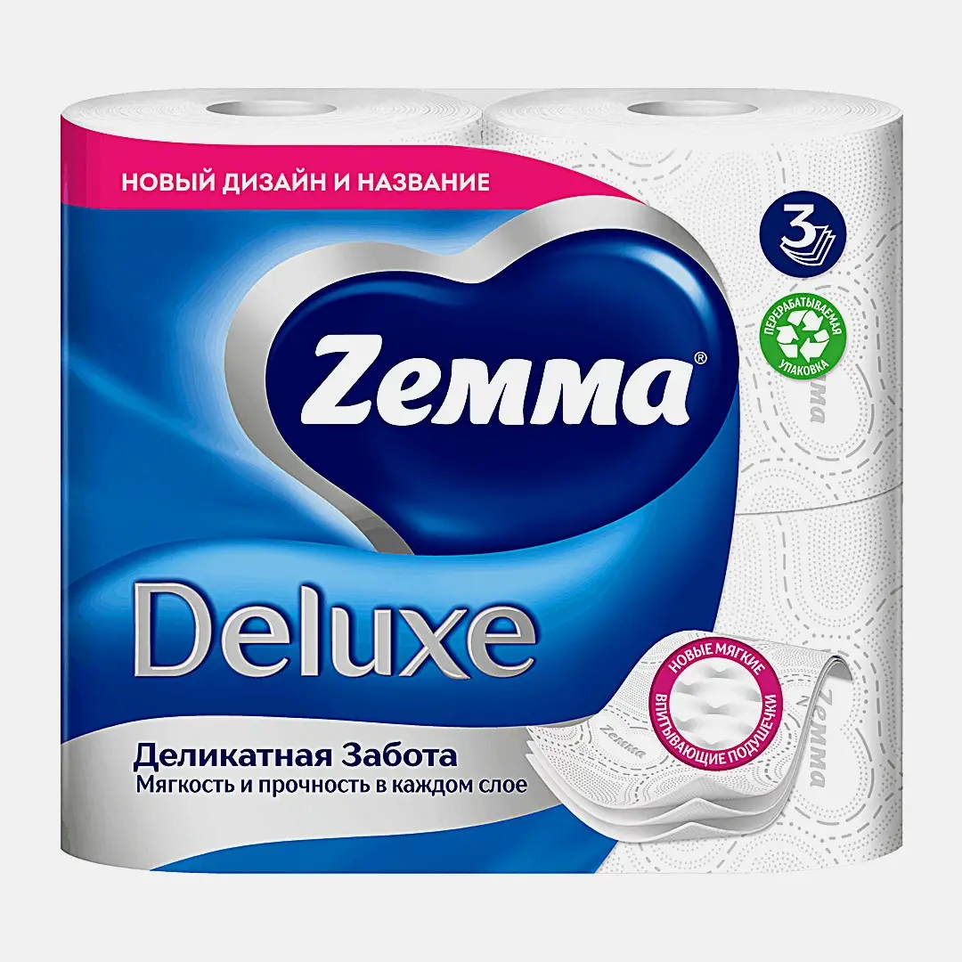 Туалетная бумага белая Deluxe Zemma 4 рулона 3 слоя - фото 2 Туалетная бумага белая Deluxe Zemma 4 рулона 3 слоя - фото 2