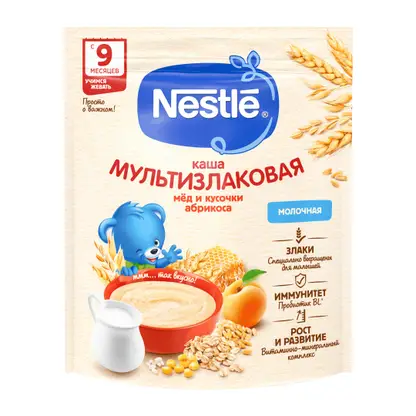 Изображение товара Каша Nestle молочная мультизлаковая с медом и кусочками абрикоса с 9 месяцев 200г