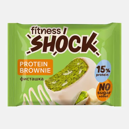 Пирожное протеиновое Брауни белый шоколад с фисташкой Fitnesshock 50г