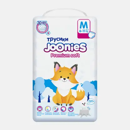 Трусики-подгузники Joonies Premium Soft р.M 6-11кг 56шт