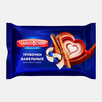Трубочки вафельные кокос и какао Чайкофский 200г