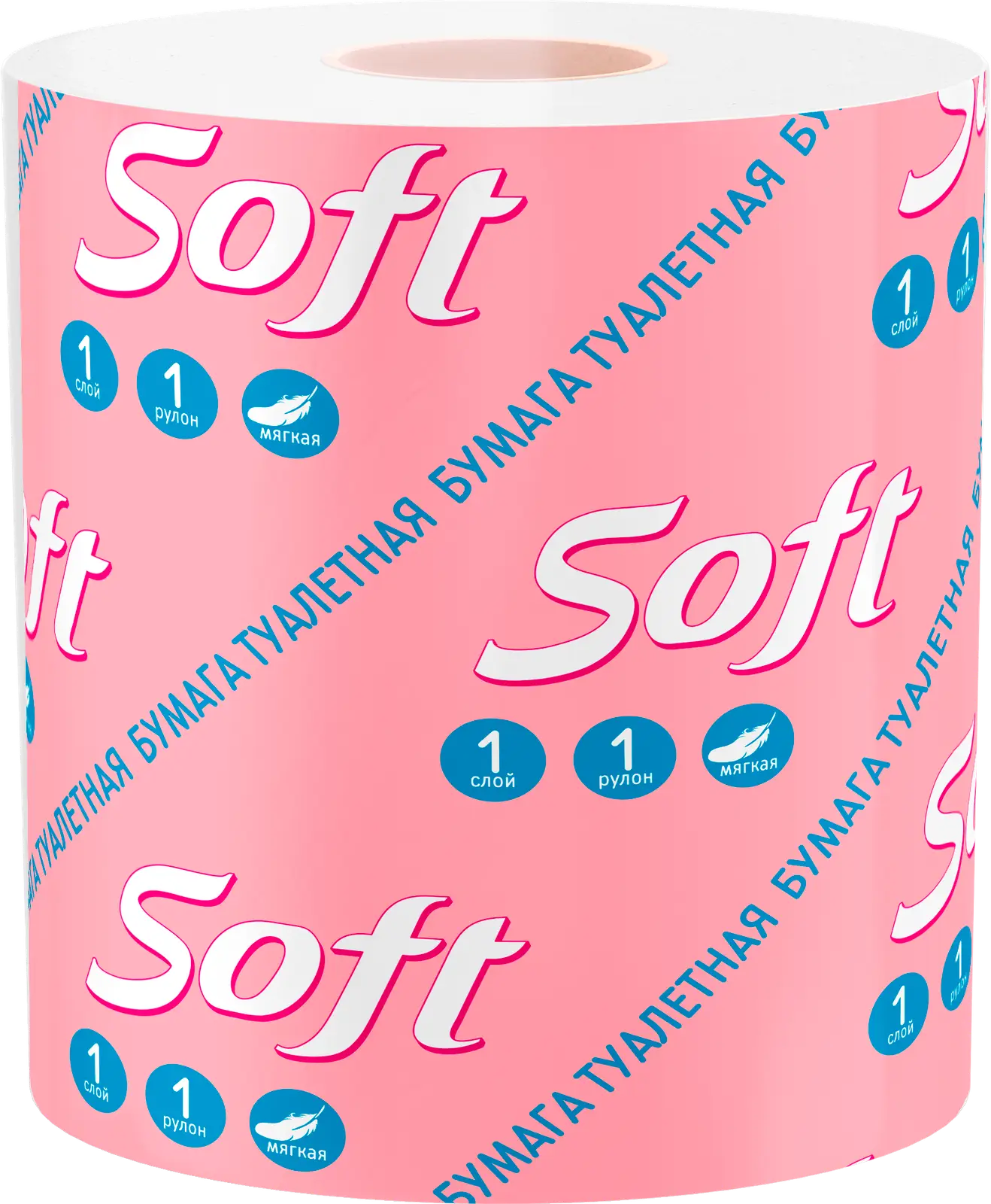 Туалетная бумага Soft белая 1 слой 1 рулон