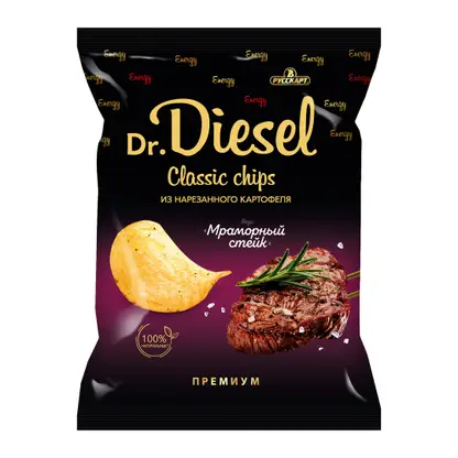 Изображение товара Чипсы Dr.Diesel картофельные Мраморный стейк 120г Изображение товара Чипсы Dr.Diesel картофельные Мраморный стейк 120г