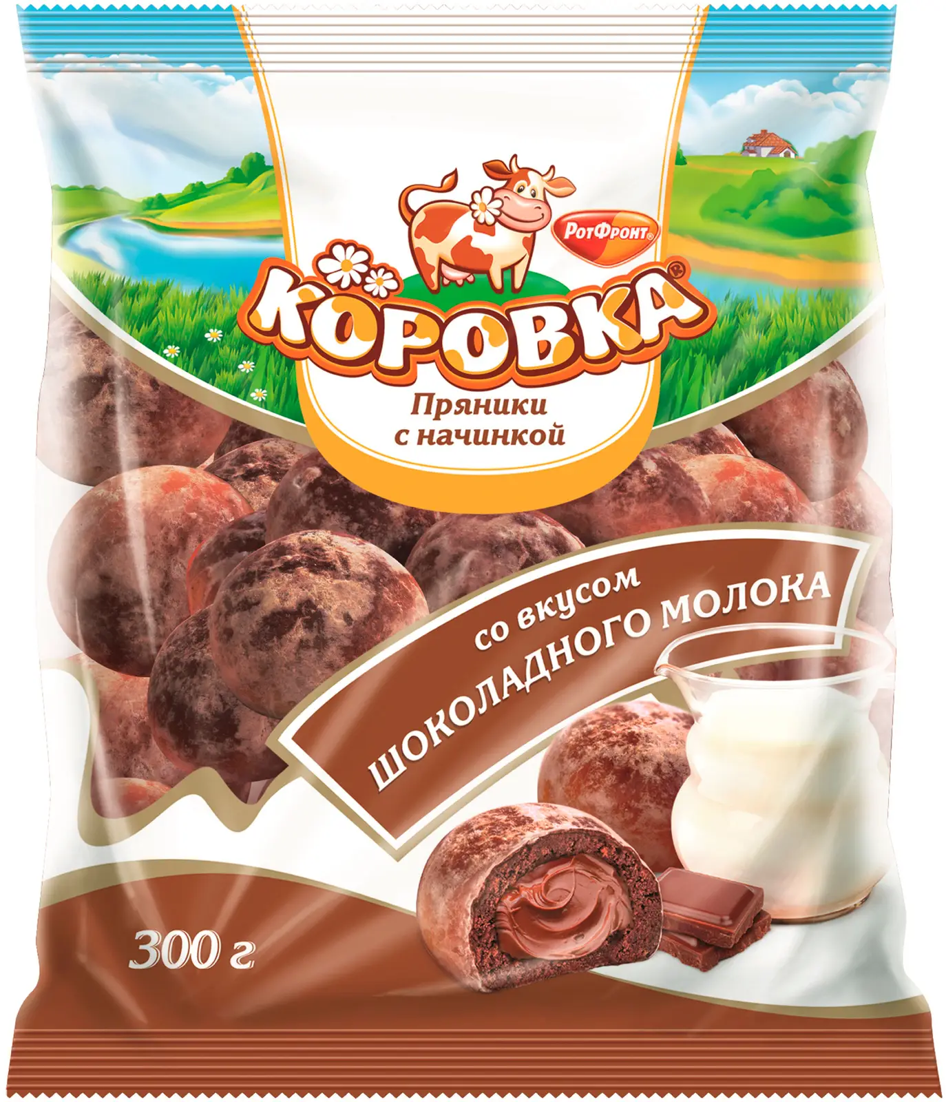 Пряники Коровка с начинкой со вкусом шоколадного молока 300г -  Магнит-Продукты