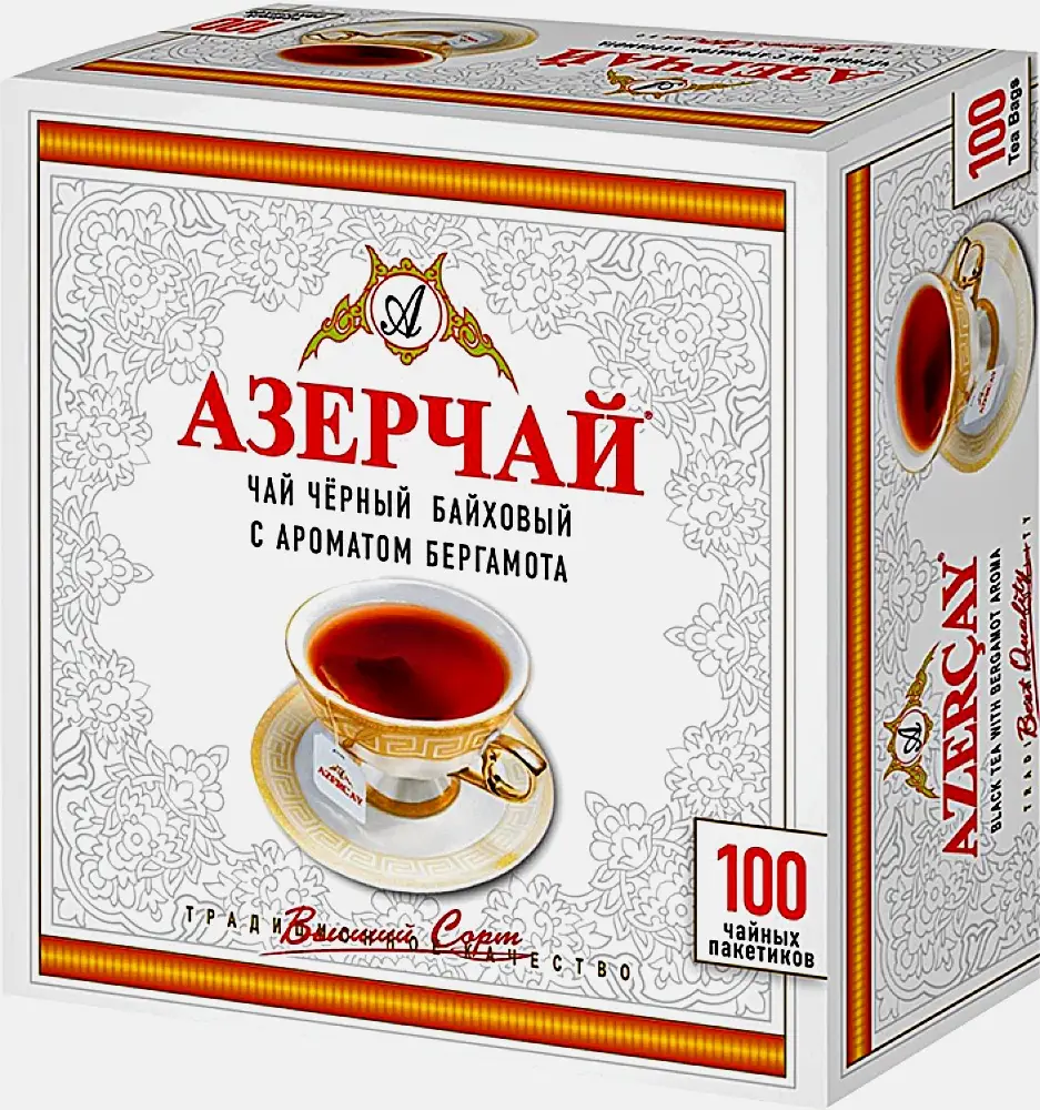 Изображение товара Чай черный Азерчай с ароматом бергамота 100пак 200г