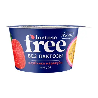 Изображение товара Йогурт Viola безлактозный Free Клубника-Маракуйя 180г 2.7% Жирности