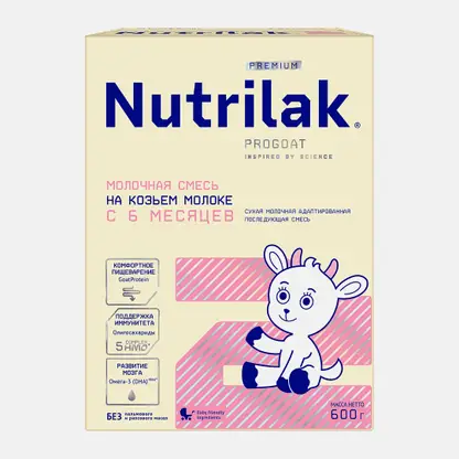 Смесь сухая Nutrilak Premium Progoat 2 на козьем молоке с 6 месяцев 600г