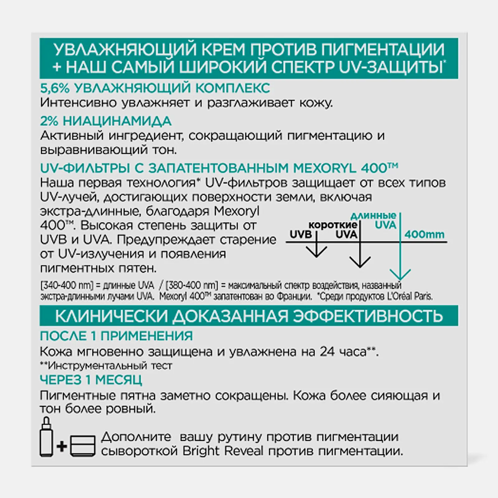 Крем для лица L’Oréal Paris Niacinamide против пигментации SPF50+ 50мл - фото 8 Крем для лица L’Oréal Paris Niacinamide против пигментации SPF50+ 50мл - фото 8