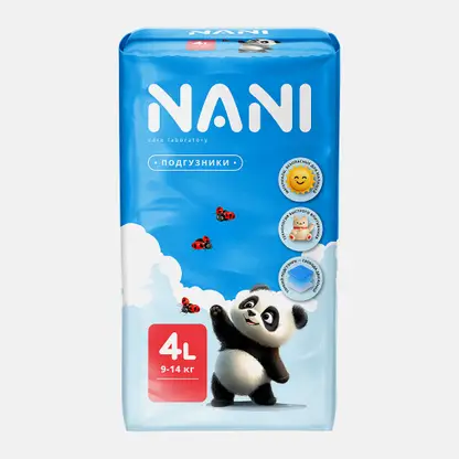 Подгузники 4L 9-14кг Nani 40шт