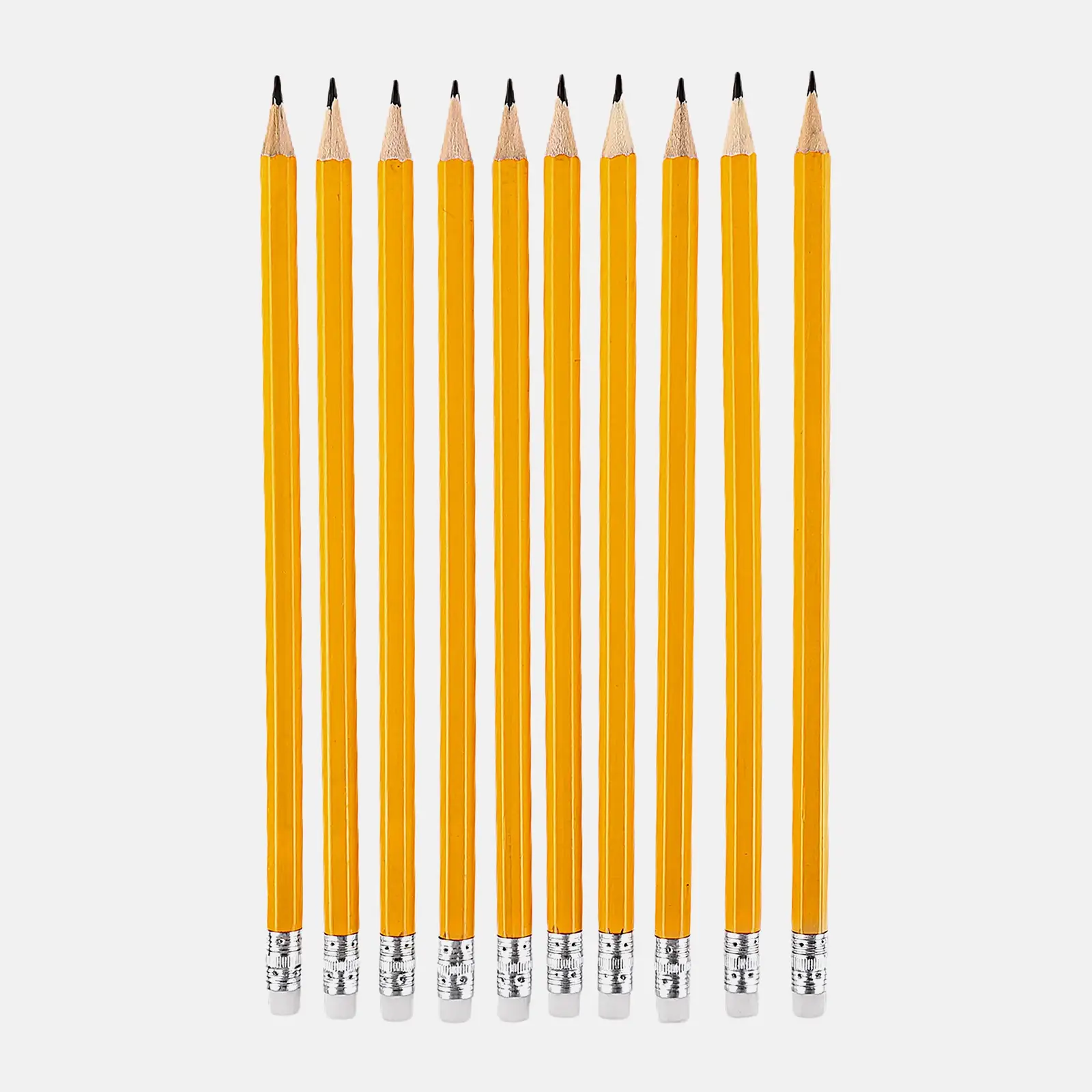 Карандаши чернографитные НВ заточенные с ластиком 10шт