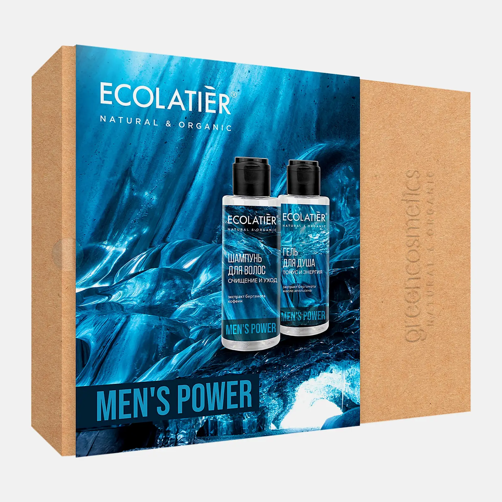 Подарочный набор для мужчин Men's Power Ecolatier Шампунь для волос 150мл + Гель для душа 150мл в ассортименте