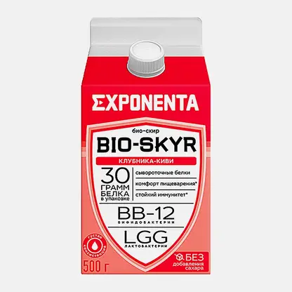 Напиток кисломолочный Exponenta Bio-Skyr Клубника-киви высокобелковый обезжиренный 500г