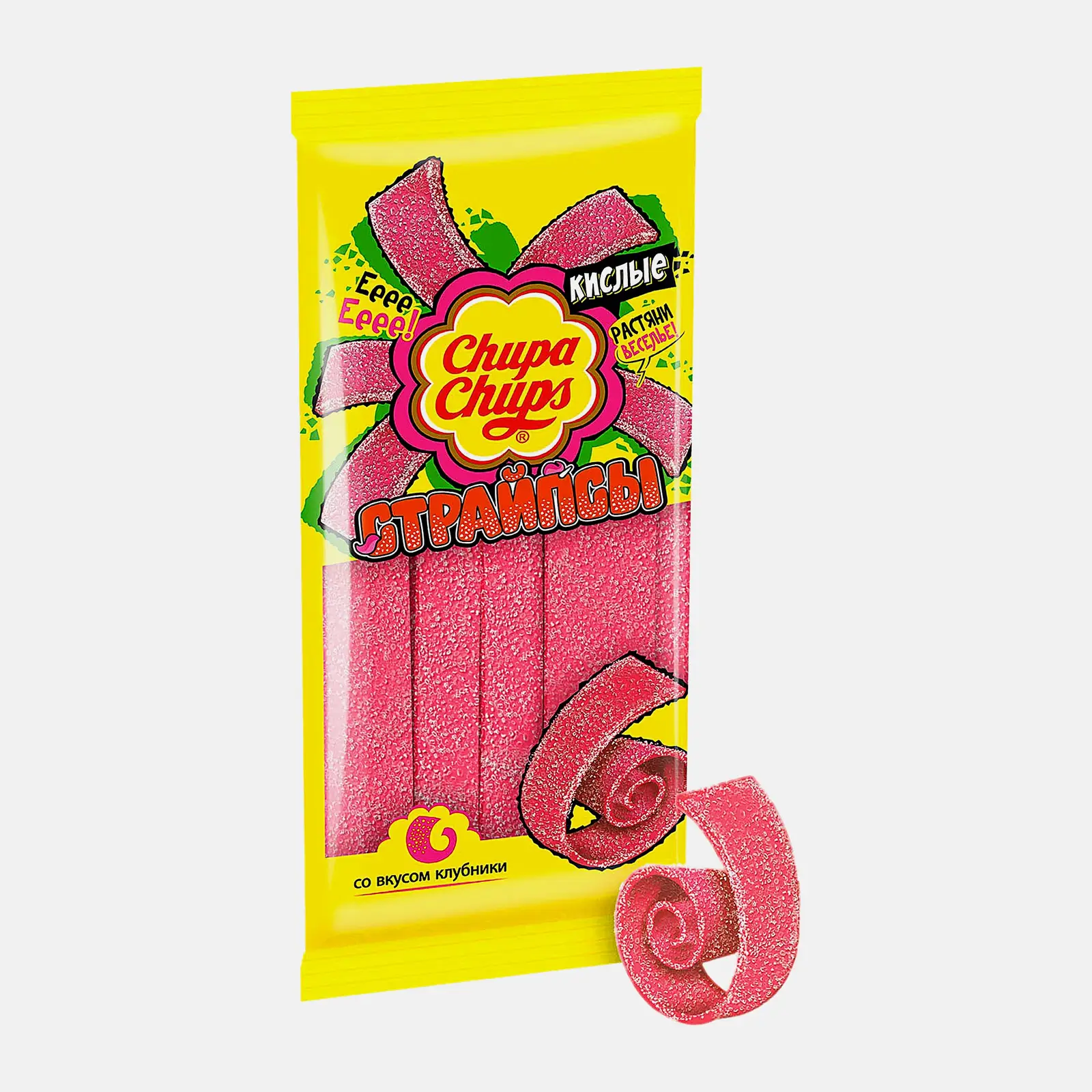 Мармелад Cтрайпсы со вкусом клубники Chupa Chups 120г - фото 2