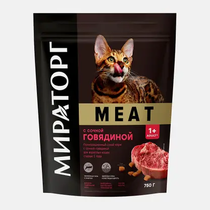 Сухой корм для взрослых кошек Мираторг Meat говядина 750г