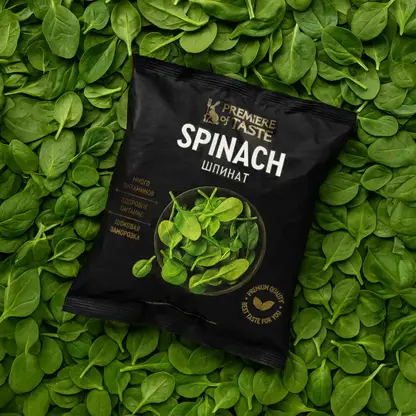 Изображение товара Быстрозамороженный шпинат Premiere of Taste 400г - свежесть и польза зимой