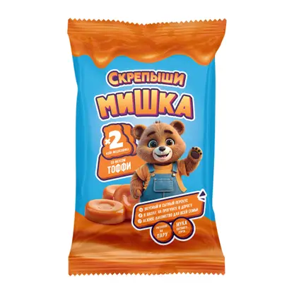 Изображение товара Кейк Мишка со вкусом ирис тоффи Скрепыши 100г
