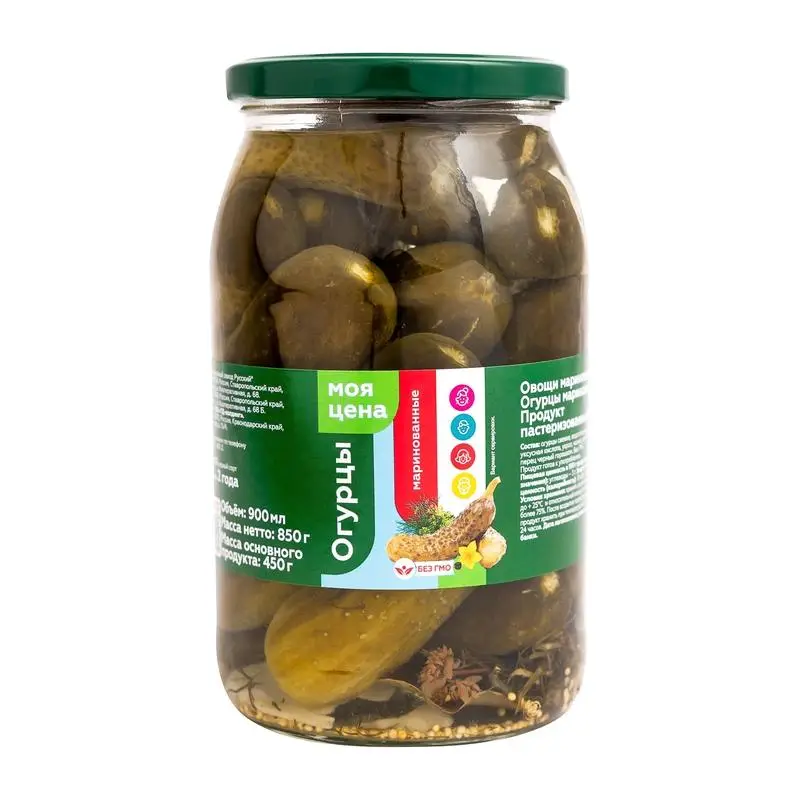 Изображение товара Мои маринованные огурцы 900мл - вкусная и хрустящая закуска