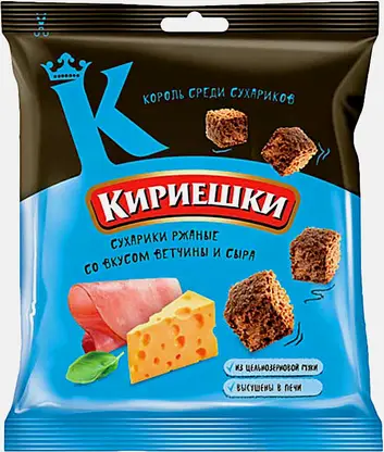 Сухарики ржаные Бекон/Холодец с хреном/Ветчина и сыр Кириешки 40г в ассортименте