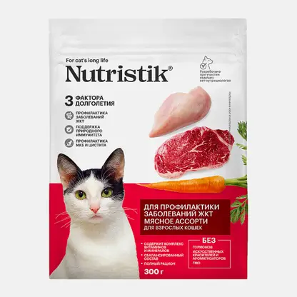 Корм сухой для взрослых кошек Мясное ассорти Nutristik 300г