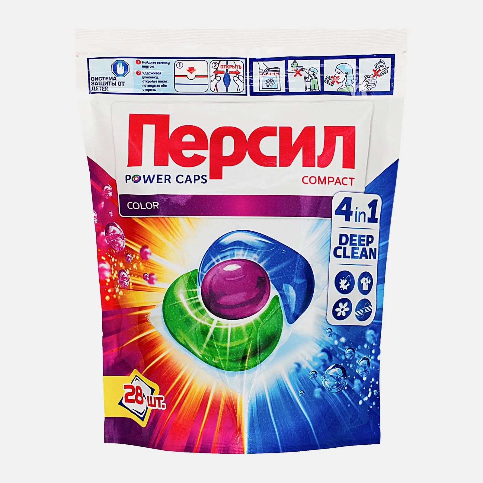 Капсулы для стирки Персил Пауэр Капс Колор 4в1 для цветного белья 28шт