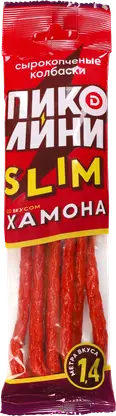 Изображение товара Колбаски Дымов Пиколини SLIM со вкусом хамона полусухие 70г Изображение товара Колбаски Дымов Пиколини SLIM со вкусом хамона полусухие 70г