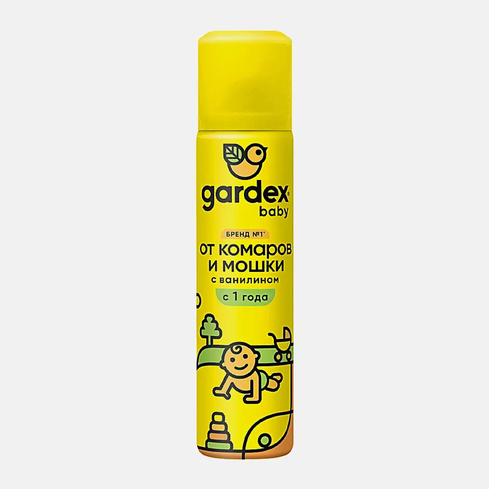 Детский аэрозоль от комаров и мошек с 1 года Gardex Baby 80мл