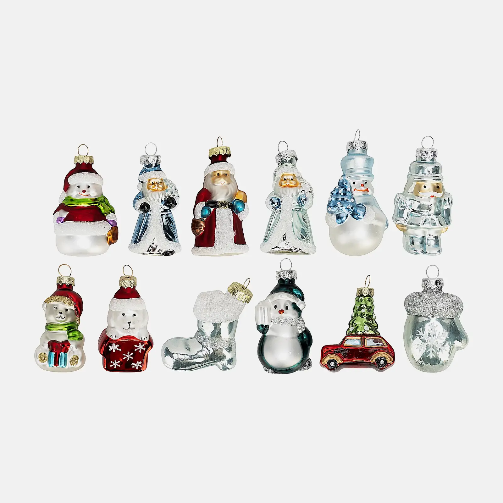 Украшения новогодние Персонажи 7-9см стекло в ассортименте