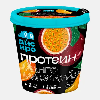 Мороженое пломбир с протеином манго и маракуйя без сахара Айскро 75г
