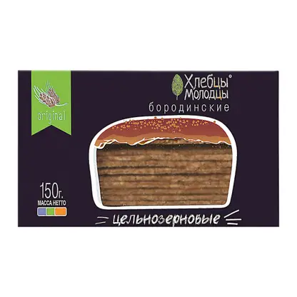 Изображение товара Хлебцы Бородинские хрустящие цельнозерновые Хлебцы молодцы 150г