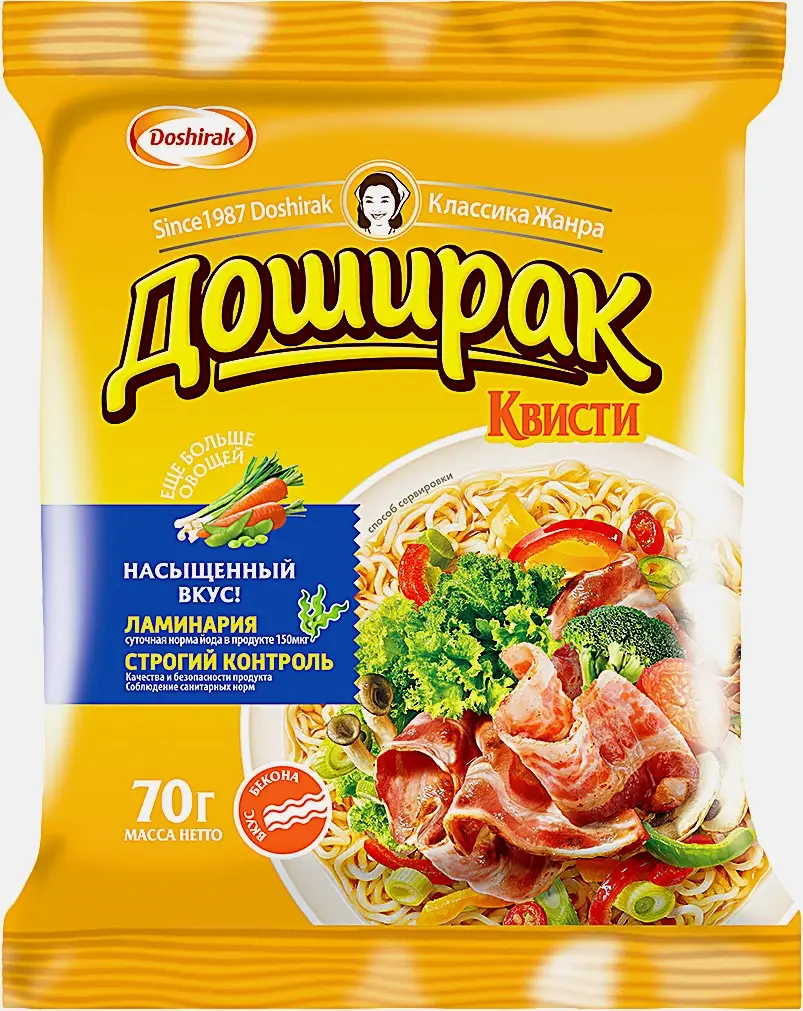 Лапша Доширак Квисти со вкусом бекона 70г Лапша Доширак Квисти со вкусом бекона 70г
