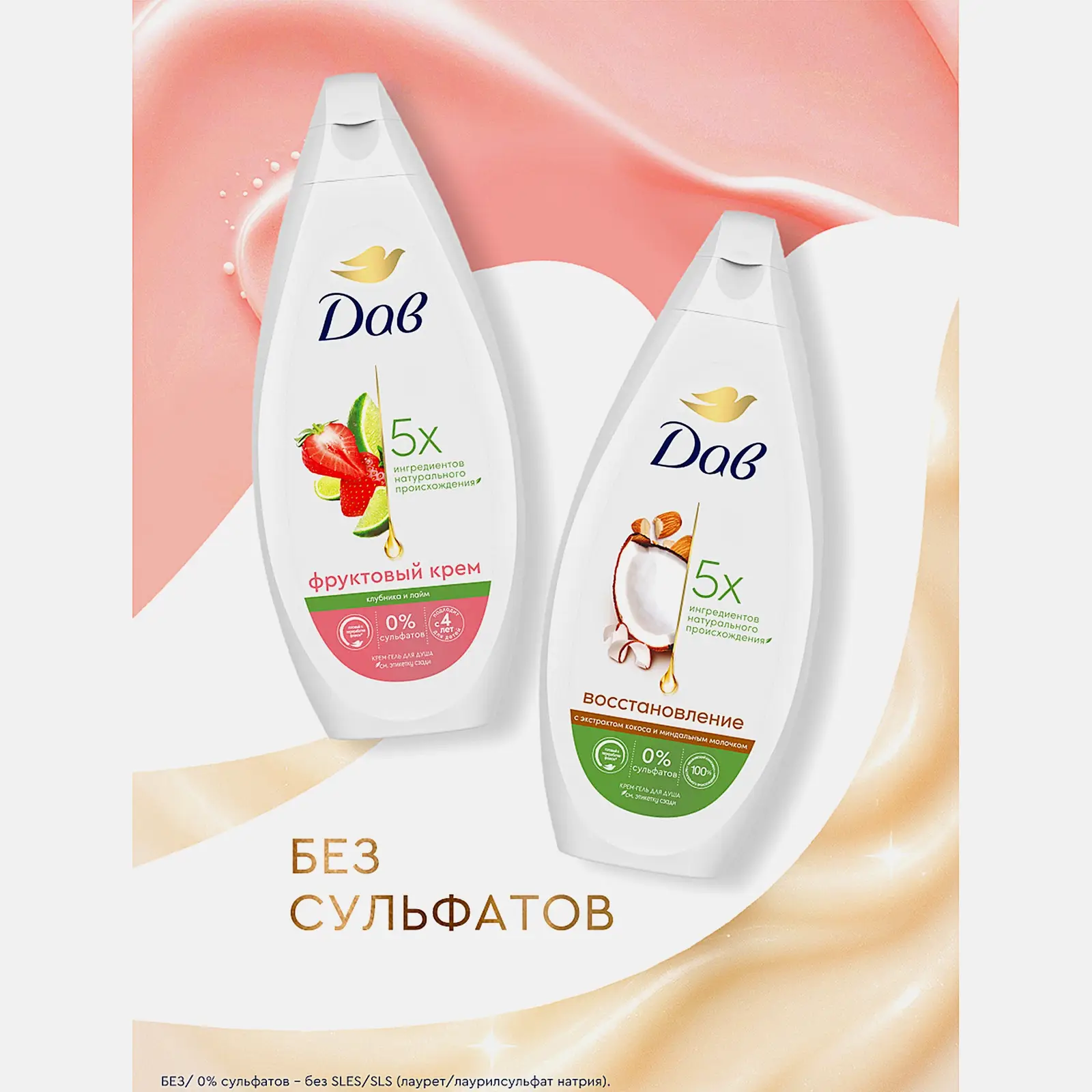 Подарочный набор Гель для душа 250мл + Гель для душа 250мл Дав в ассортименте