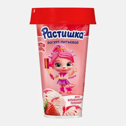 Питьевой йогурт со вкусом Клубничный пломбир Растишка 2.8% 190г в ассортименте