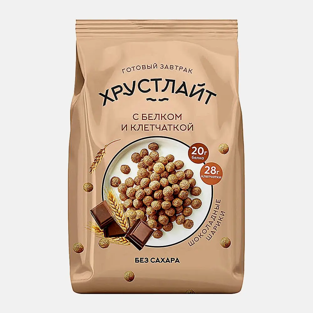 Готовый завтрак шоколад с белком и клетчаткой Хрустлайт 150г