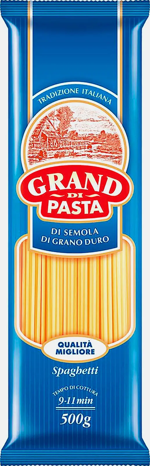 Изображение товара Макароны Grand Di Pasta Спагетти из твердых сортов пшеницы 450г для насыщенных соусов