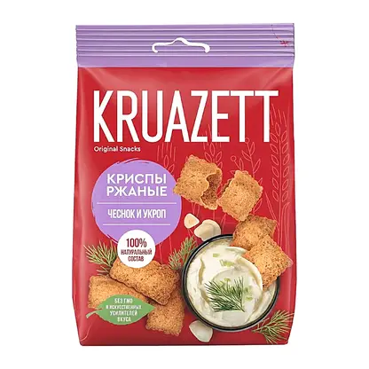 Изображение товара Криспы сухарики ржаные с чесноком и укропом Kruazett 70г Изображение товара Криспы сухарики ржаные с чесноком и укропом Kruazett 70г