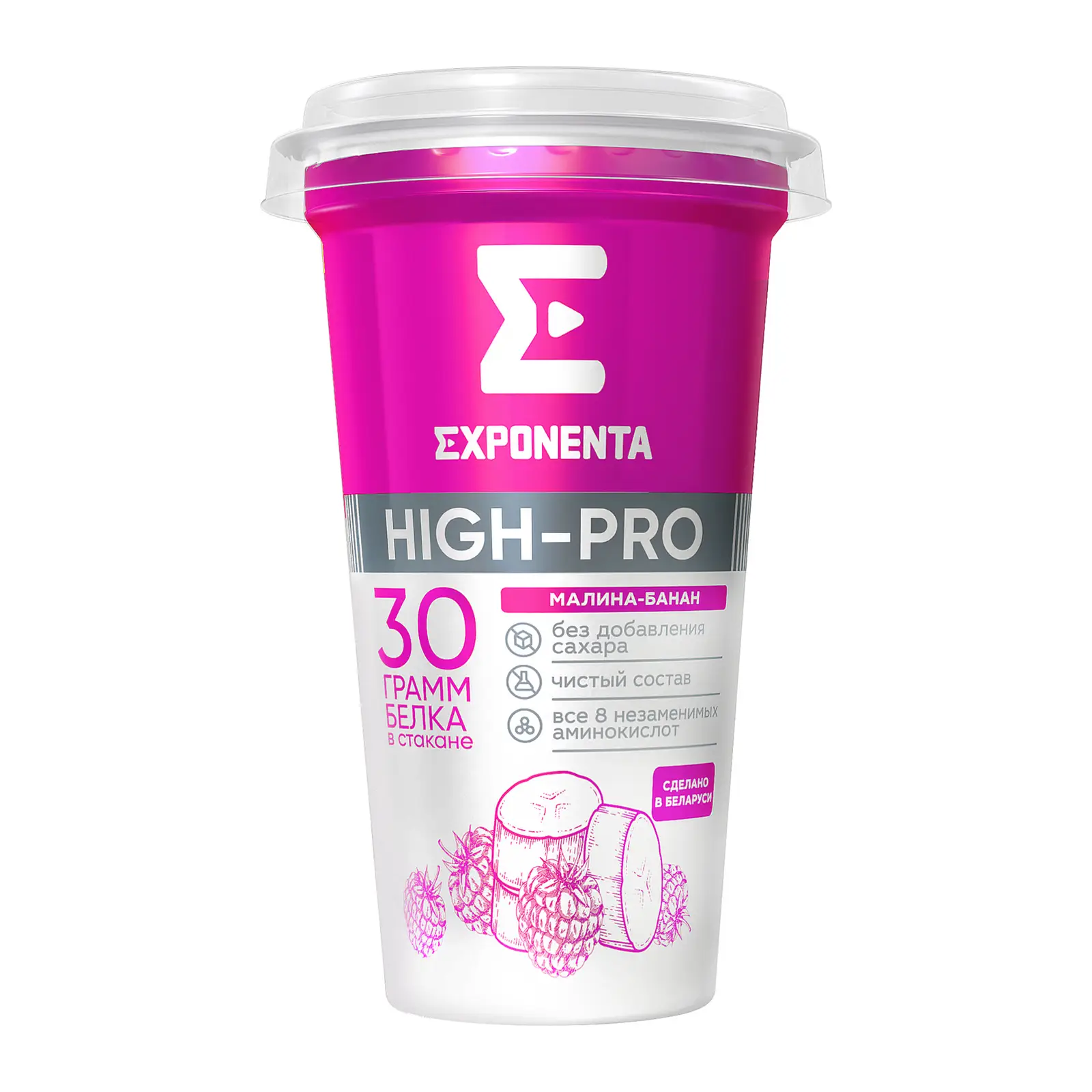 Изображение товара Напиток кисломолочный Exponenta Малина-банан 250г обeжиренный