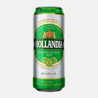 Пиво Hollandia светлое фильтрованное пастеризованное 4.8% 450мл