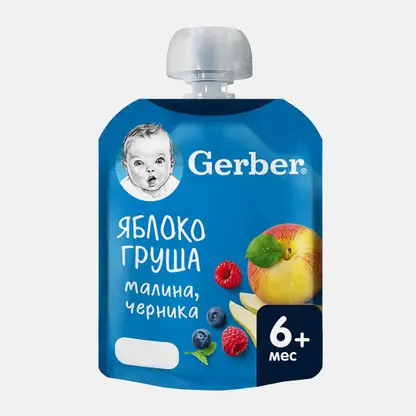Пюре детское Gerber яблоко-груша-малина-черника с 6 месяцев 90г