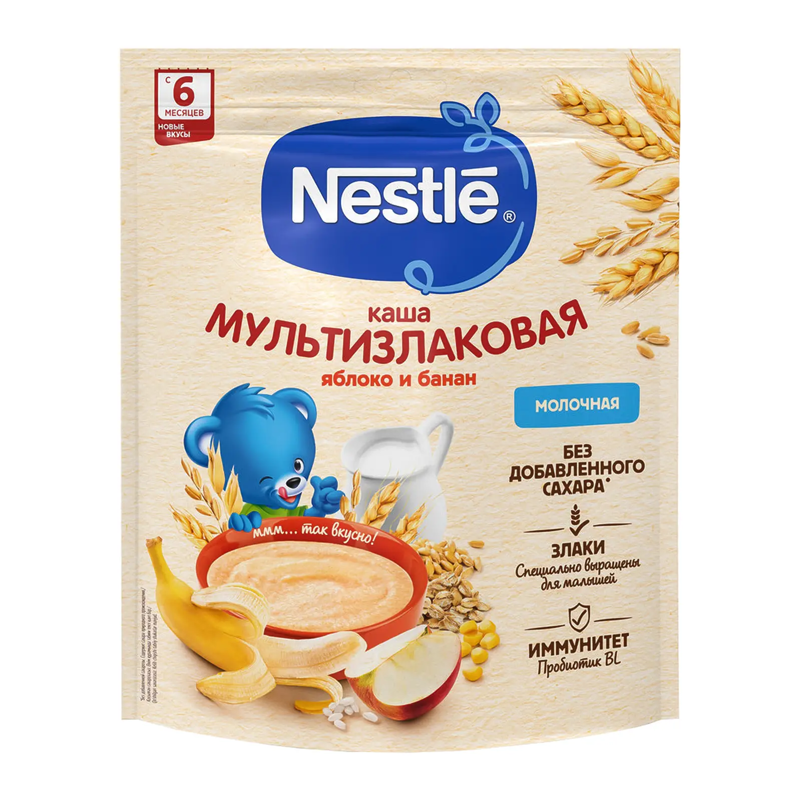 Изображение товара Молочная мультизлаковая каша Nestlé с яблоком и бананом 200 г для малышей от 6 месяцев