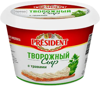Сыр творожный President с травами 54% 140г